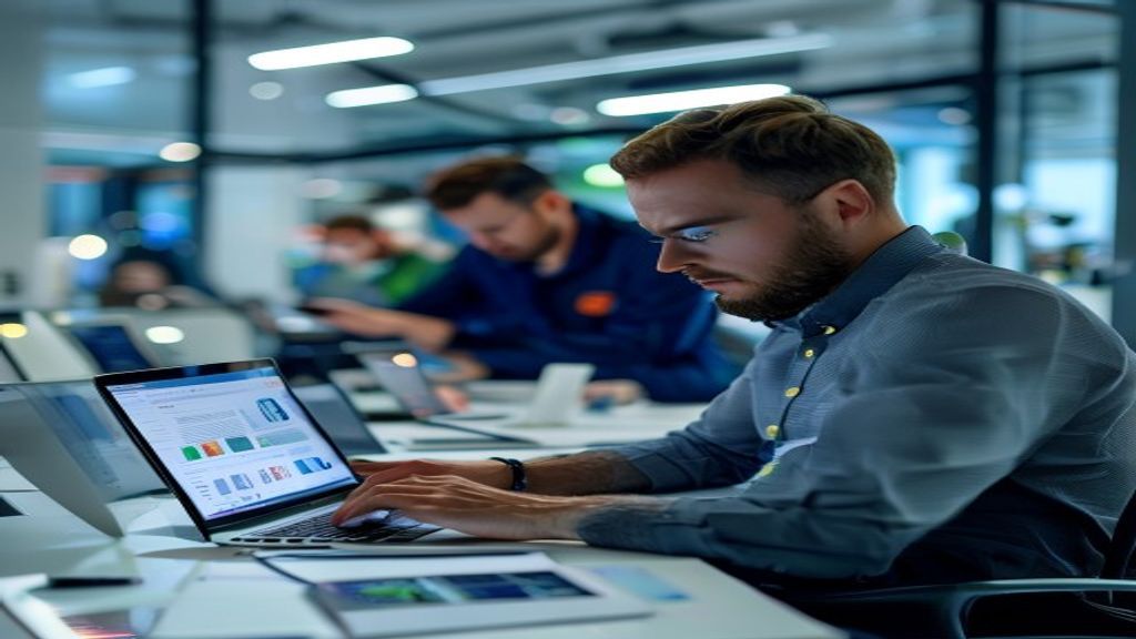 Service business management software dashboard showing key business metrics and analytics